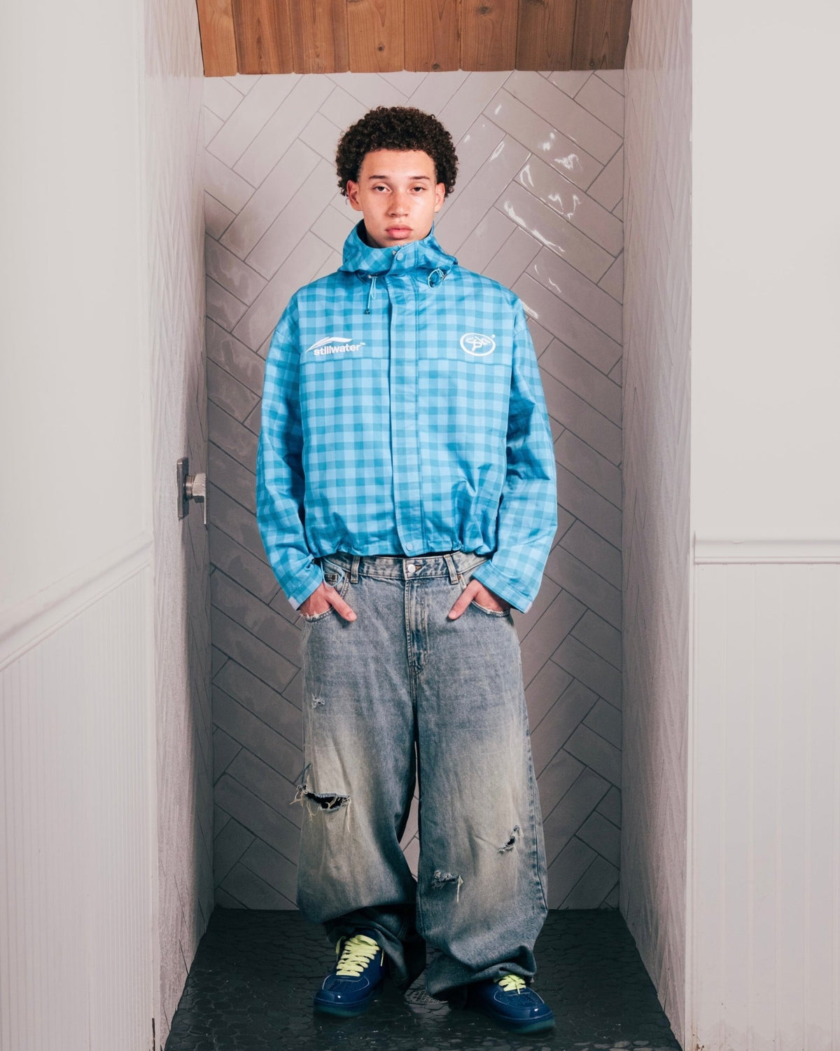 STILLWATER™  - GINGHAM RAIN JACKET BLUE