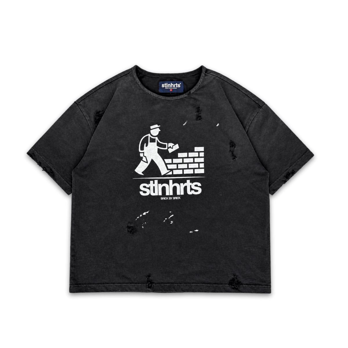 BRICK BY BRICK TEE - BLACK